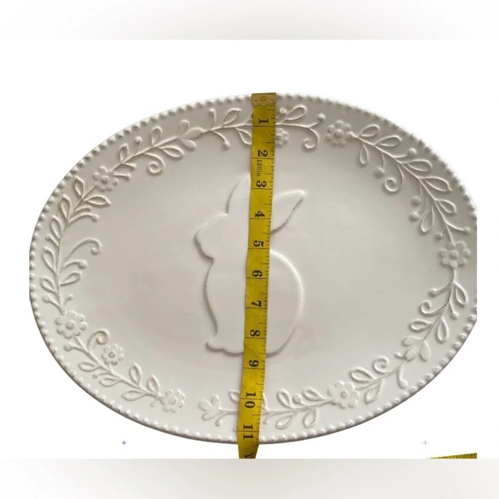 NWT Pier 1 imports THE BUNNY OVAL SERVING PLATTER 11”x15”  Porcelain easter